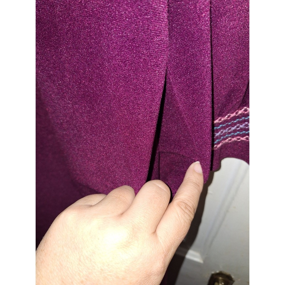 Vintage Vanity Fair 3/4 Zip Burgundy Robe House Coat Maxi‎ Multicolor Embroidery - Picture 5 of 7